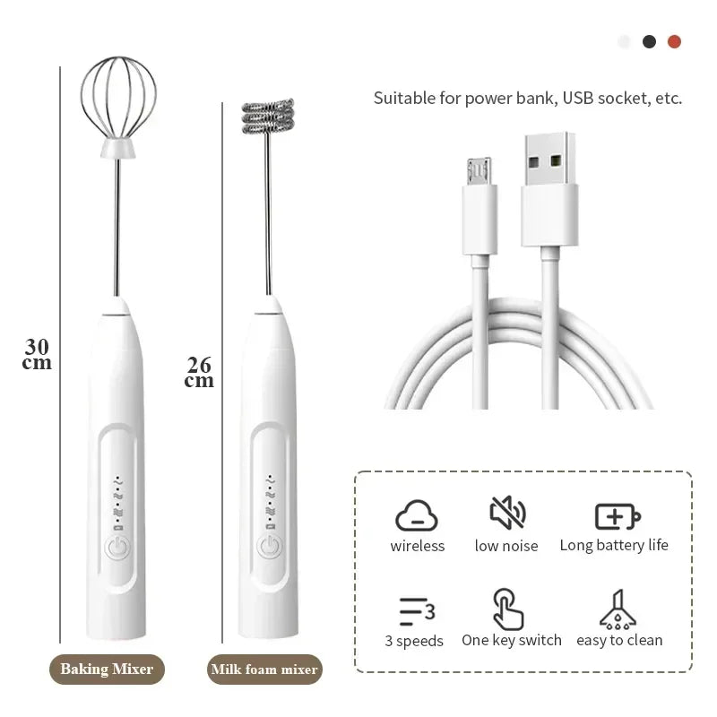 Batidor Eléctrico 2 en 1 Recargable USB – Doble Cabezal