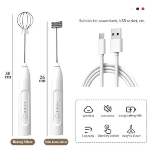 Batidor Eléctrico 2 en 1 Recargable USB – Doble Cabezal